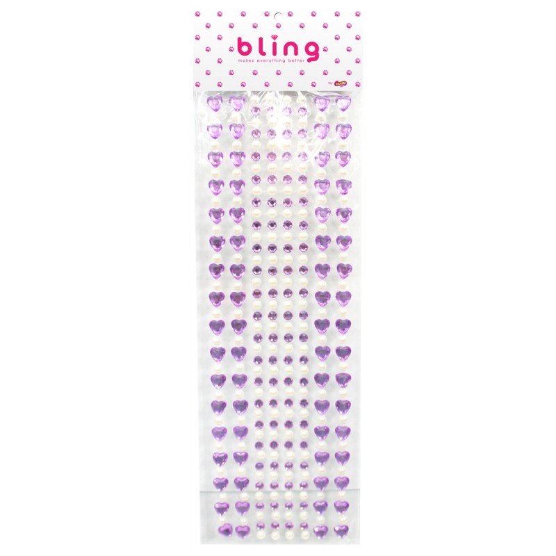 Strass lilas avec coeurs et perles