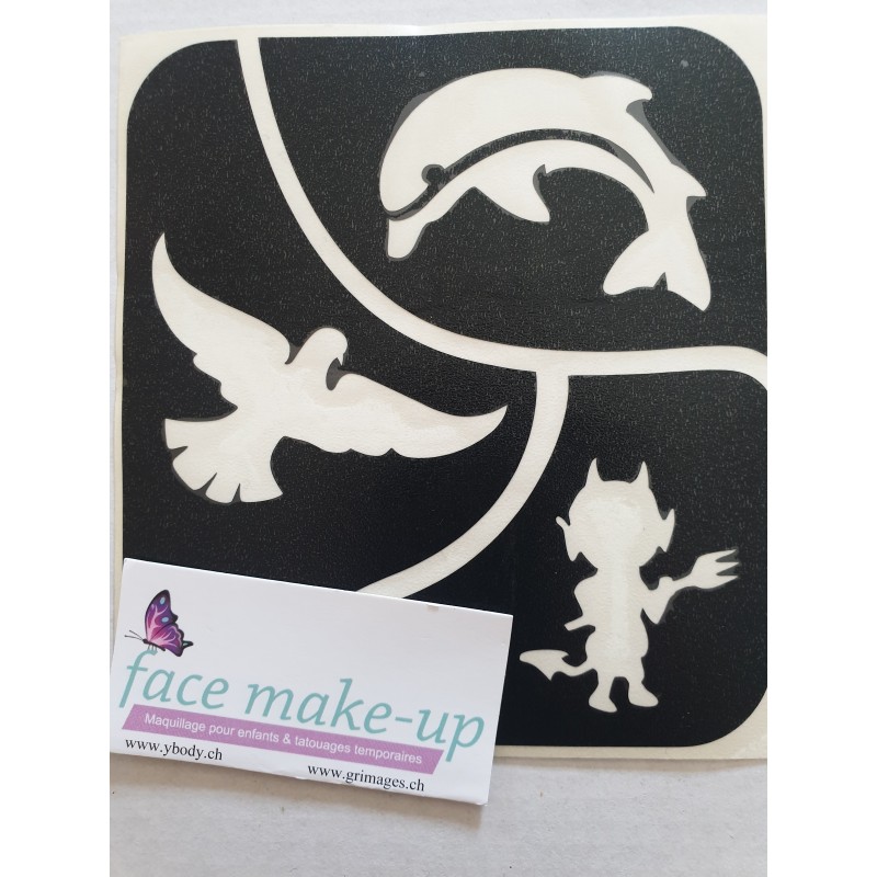 Schablone Trio 4 Temporäre Glitter Tattoo Kit - Fun Set für mixte
