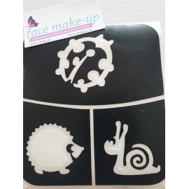 Schablone Trio Tiere - Temporäre Glitter Tattoo Kit - Fun Set für kleine Tiere