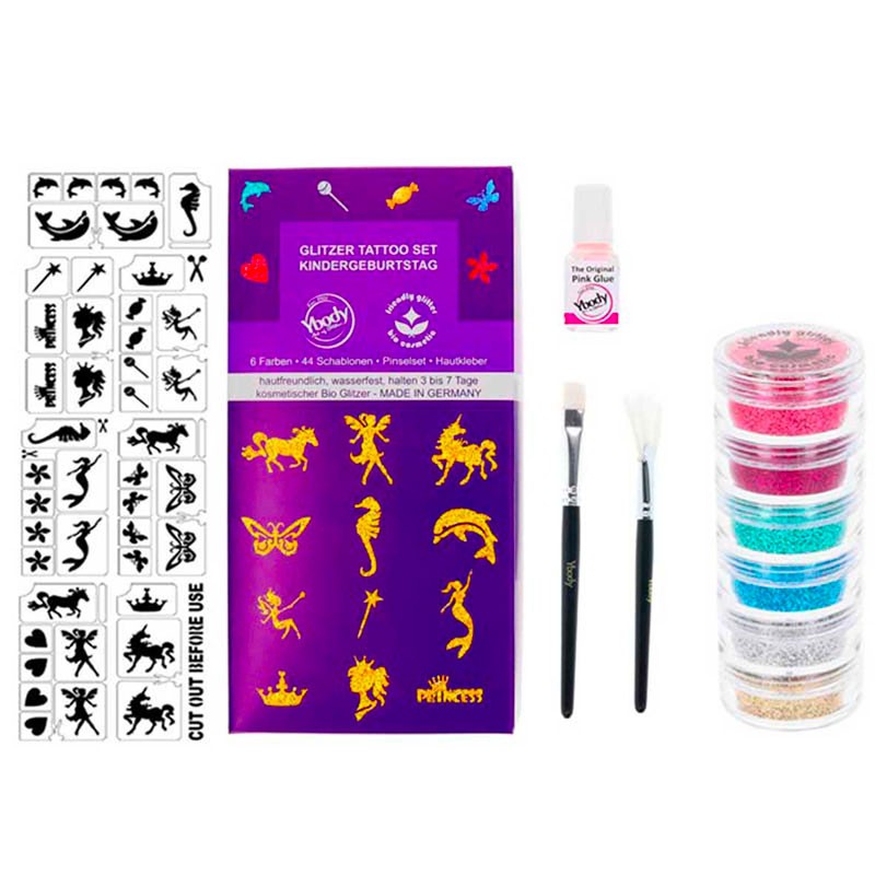 kit de tatouage à paillettes biodégradables pour fête d'enfants - Face  Make-up