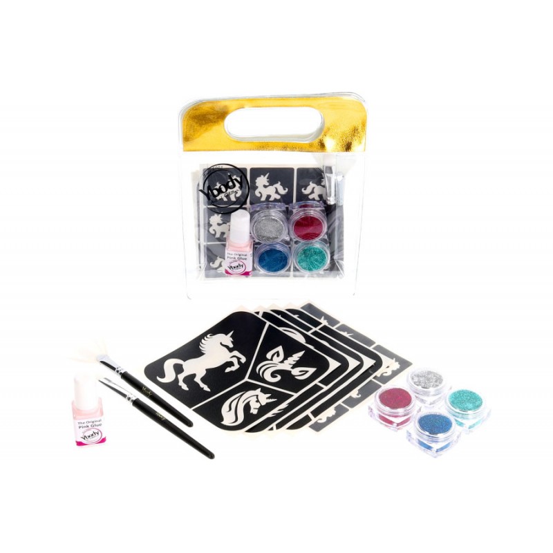 kit de tatouage à paillettes biodégradables licornes