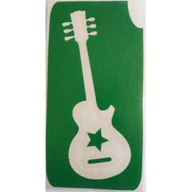 Guitare - pochoir ECO- vert autocollant pour tatouages éphémères