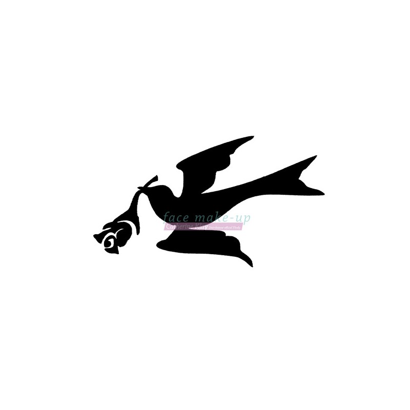 Selbstklebende Schablone für temporäre Tattoos - Taube mit Rose