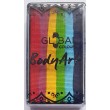 Rainbow One Stroke (25g) de Global Colours, Rot, Magenta, Gelb, Zitronengrün, Hellblau und Dunkelblau.