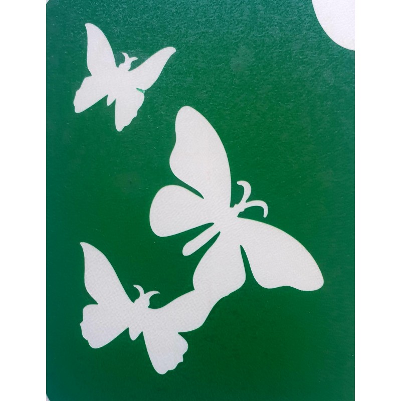 3 papillons - pochoir ECO- vert autocollant pour tatouages éphémères