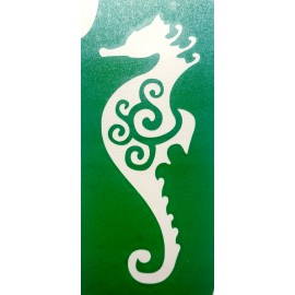 Hippocampe décoré - pochoir ECO- vert autocollant pour tatouages éphémères