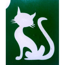 Chat assis - pochoir ECO- vert autocollant pour tatouages éphémères
