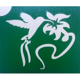 Colibri avec fleur - pochoir ECO- vert autocollant pour tatouages éphémères