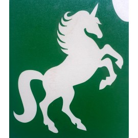 Licorne cabrée - pochoir ECO- vert autocollant pour tatouages éphémères