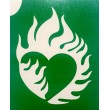 Coeur en flammes - pochoir ECO- vert autocollant pour tatouages éphémères