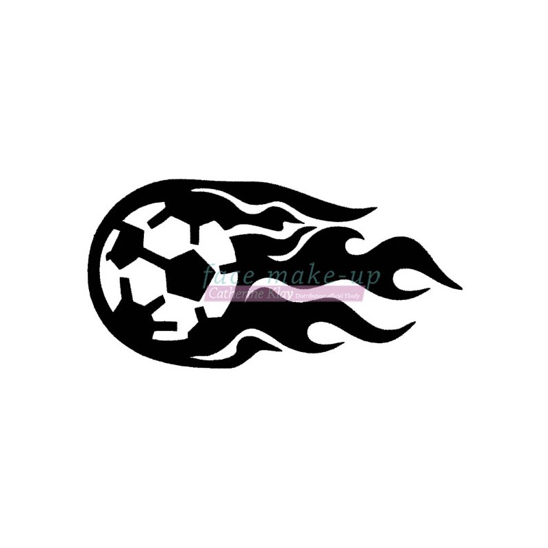 48801 Fussball im Flammen Schablone für temporäre Tattoos
