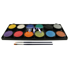 Palette de fard à eau pour maquillage DFX - 12 couleurs Métallique