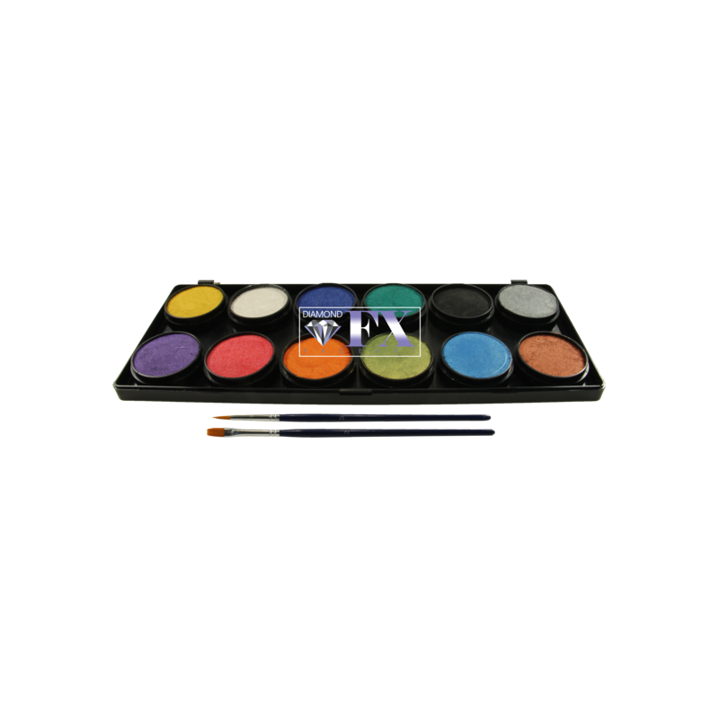 Palette de fard à eau pour maquillage DFX - 12 couleurs Métallique