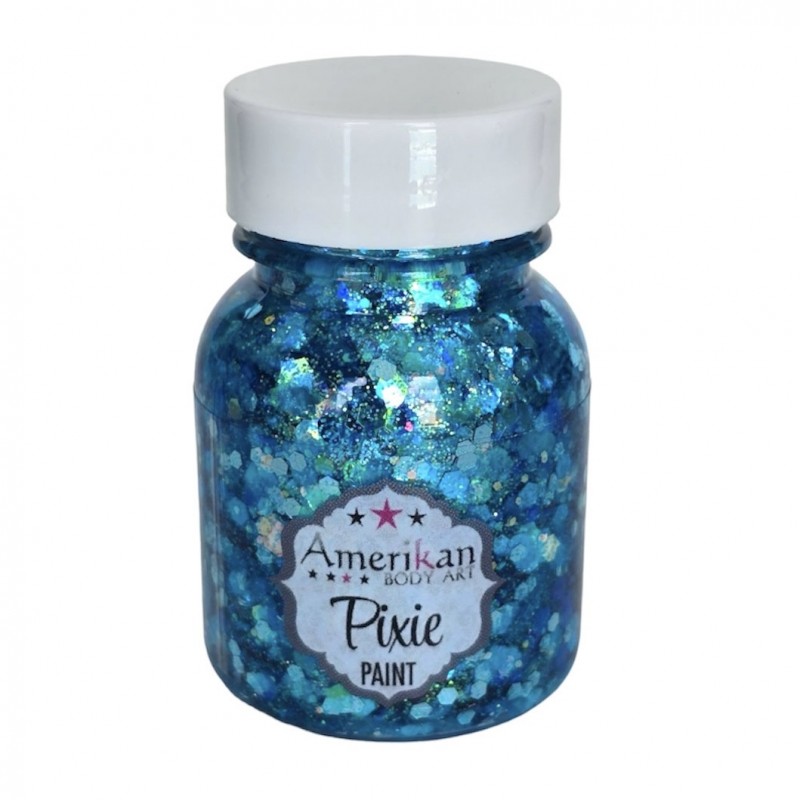 Gel pailleté à base d\'aloe Vera, Pixie Paint \"Blue Monday\" paillettes hologrammes bleues et vertes,