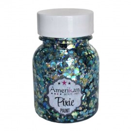 Glitzergel mit Aloe Vera, Pixie Paint \"Splash\" Hologramm-Glitter in Hellblau und Blassgrün.