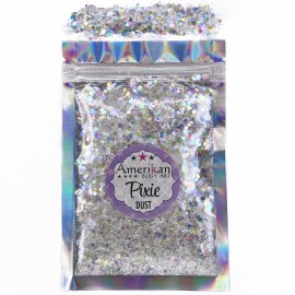 Trockene Glittermischung, Pixie Dust im 28.35g Beutel. \"Abracadabra\" holographischer weißer Glitter