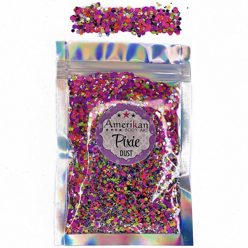 Trockene Glitzermischung Pixie Dust \"Valley Girl\" chunky fluo/UV-Glittermischung