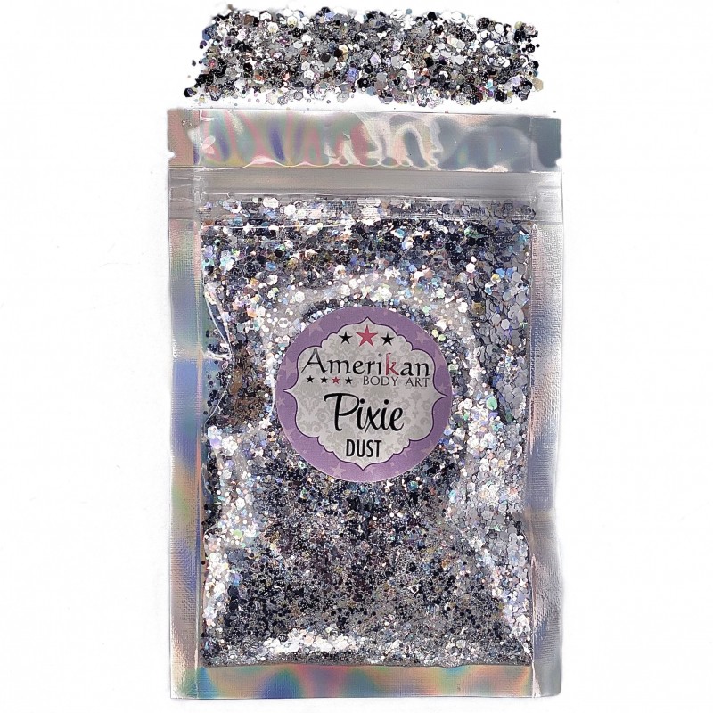 Trockene Glitzermischung Pixie Dust \"Xanadu\" silberner Hologramm-Glitter