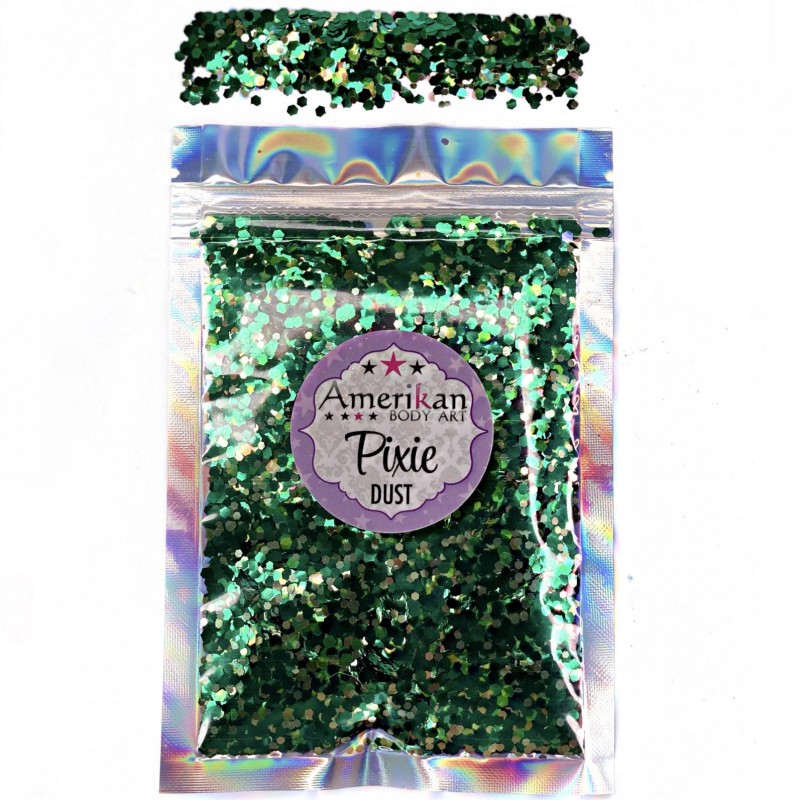 Trockene Glittermischung Pixie Dust im 28.35g Beutel.\" Absinthe\" grüner holographischer Glitter