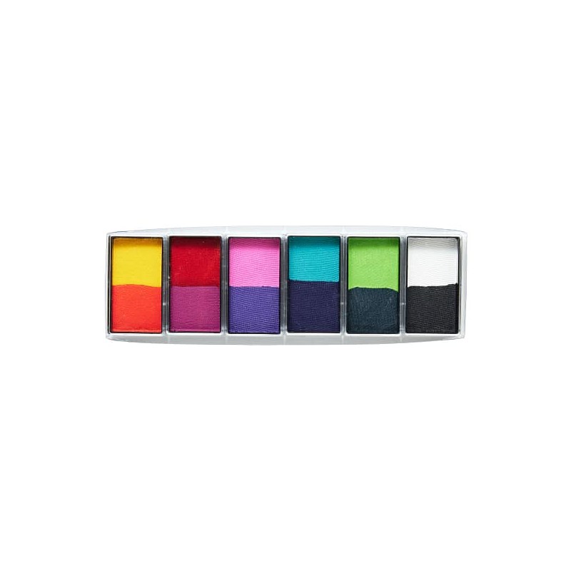 Global Palette 6*1/2 15gr. Blanc + Noir fort, Vert profond + Vert citron, Sarcelle + Bleu profond, Violet + Rose bonbon, Magenta