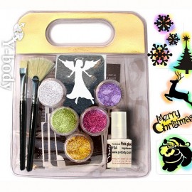 Kit de tatouages éphémères à paillettes - Fun set Noël 