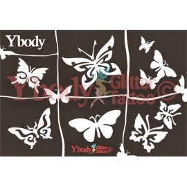 Mehrere Schablonen für ephemere Tattoos - Schmetterlinge