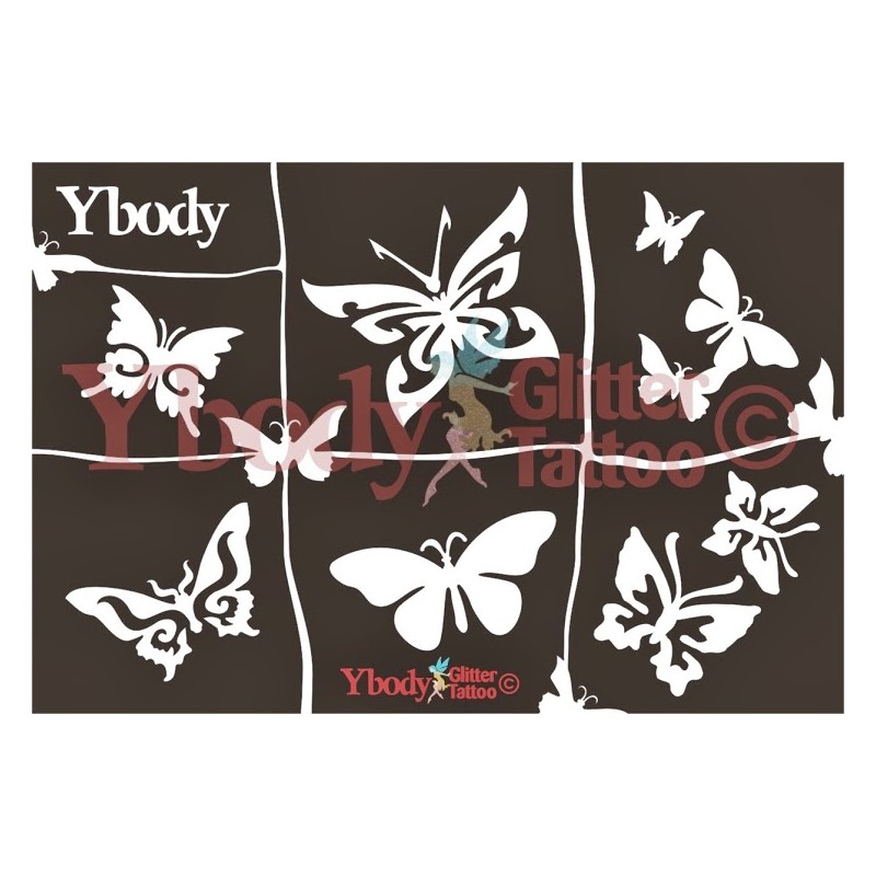Mehrere Schablonen für ephemere Tattoos - Schmetterlinge