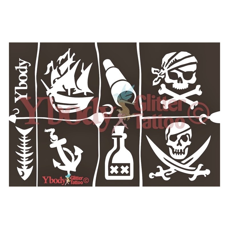 Mehrere Schablonen für ephemere Tattoos - Piraten
